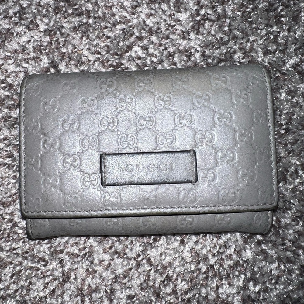 Gucci Grey Microguccissima Leather Card Case